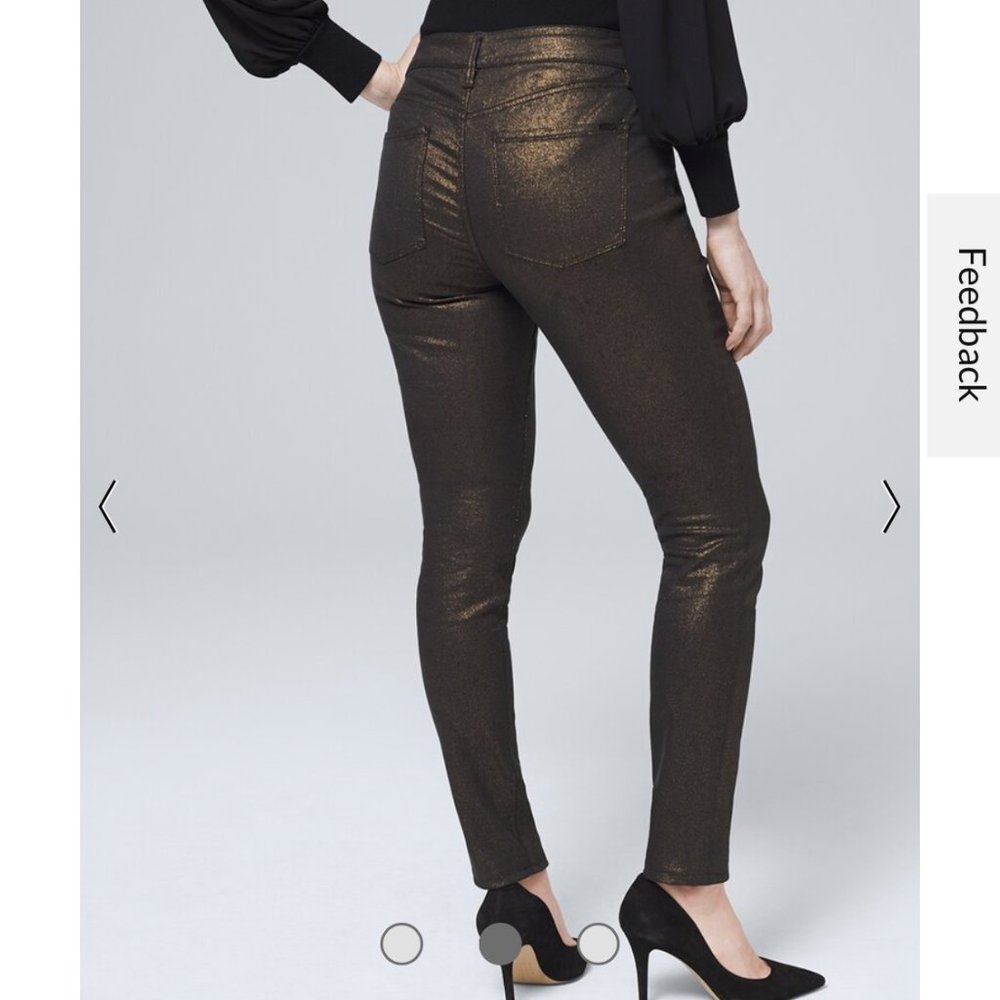 NWT White House Black Market Curvy-Fit Mid-Rise Metallic Skinny Jeans - Picture 3 of 4